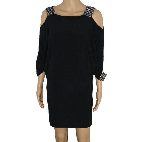 Dresses & Skirts - DJ-JAZ Cold Shoulder Party Mini Dress Cocktail Rhinestones Clubbing Dance Size 4